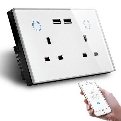 Wifi Combine Socket For Hotel Wireless Universal Wall Outlet 2gang Wall Socket With Double Usb Charger 2.1a Uk Plug