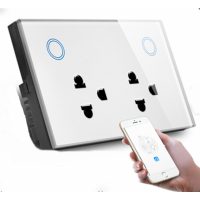 Us Glass Panel Double Smart Wifi Wall Socket Phone Alexa Google Voice Operated Tuya Smart Home System